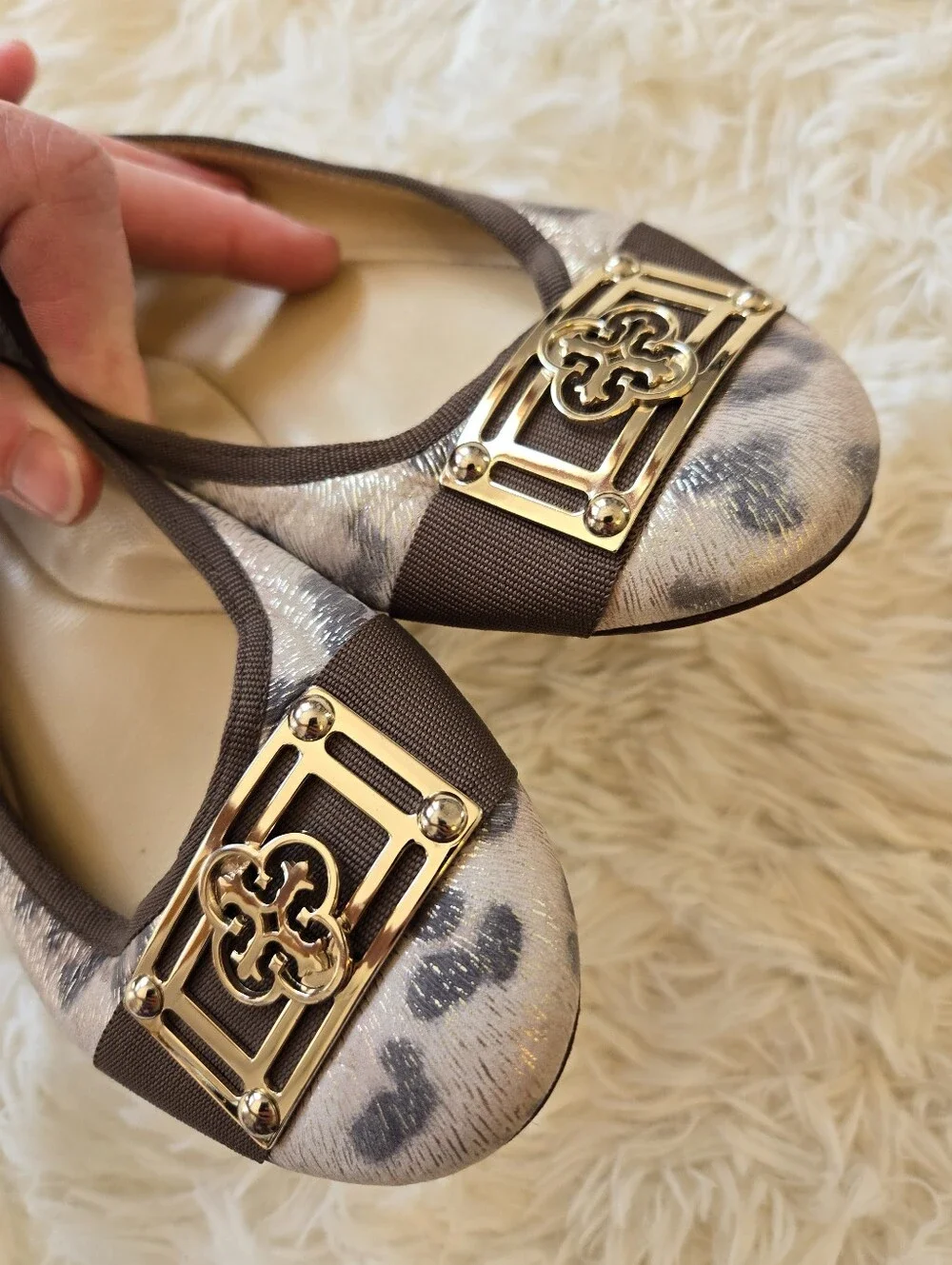 Y2K Isola Metallic Animal Print Spanish Leather Ballet Flat US 6
